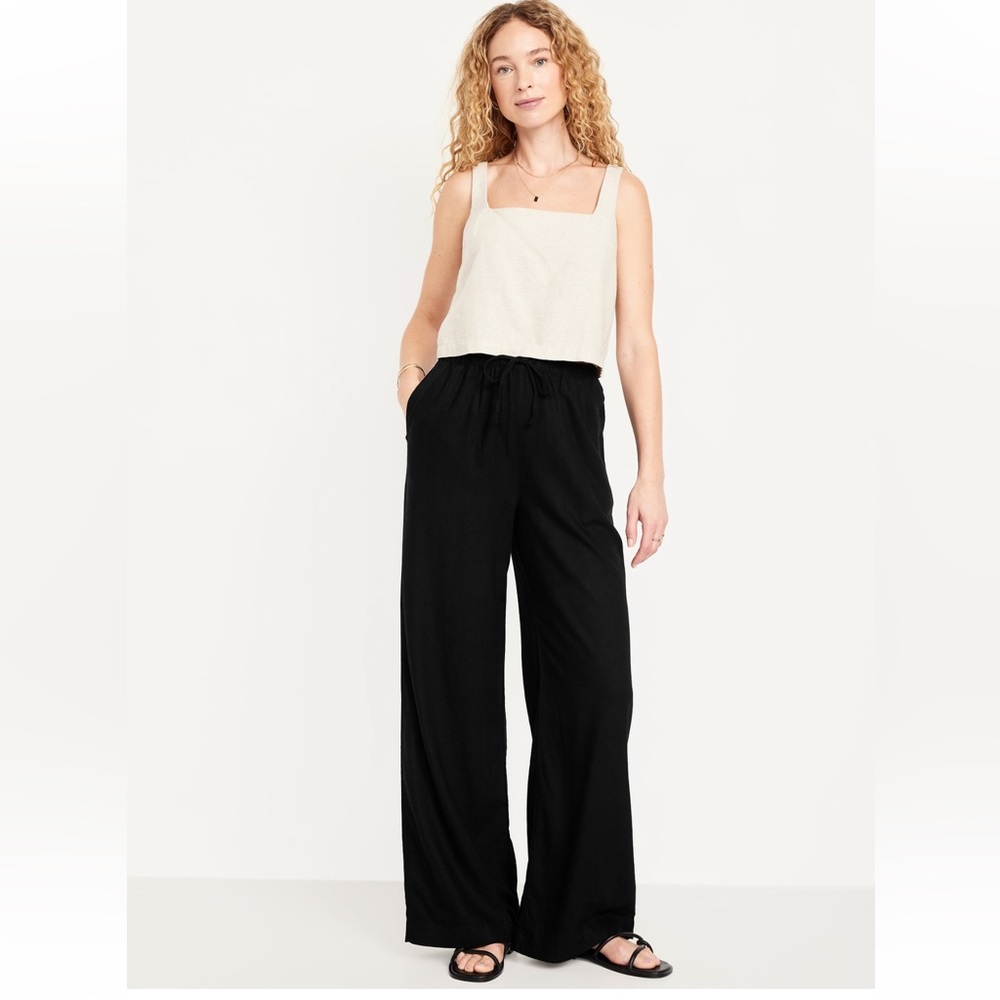 Worn once!!! Old Navy High Rise Super Wide Leg Linen Pants
